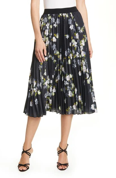Ted Baker Mairry Opal Floral Pleated Skirt In Black