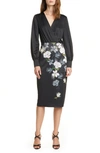 TED BAKER ALITHEA FLORAL LONG SLEEVE MIDI DRESS,WMD-ALITHEA-WC9W