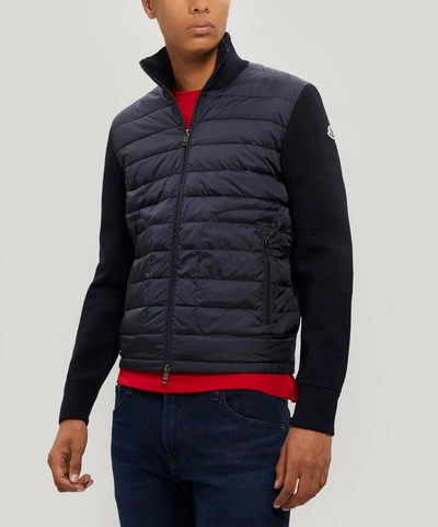 Moncler Quilted Shell And Wool-blend Jacket In Navy