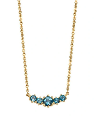 Astley Clarke Gold Plated Vermeil Silver Mini Linia London Blue Topaz Pendant Necklace