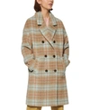MARC NEW YORK DOUBLE-BREASTED PLAID COAT