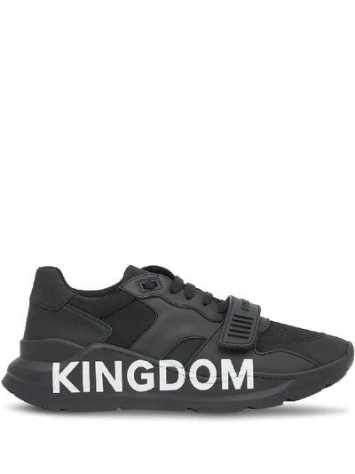 Burberry Men's Ramsey Kingdom Leather Low-top Sneakers In Grey