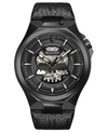 BULOVA MEN'S AUTOMATIC MAQUINA BLACK LEATHER STRAP WATCH 46MM