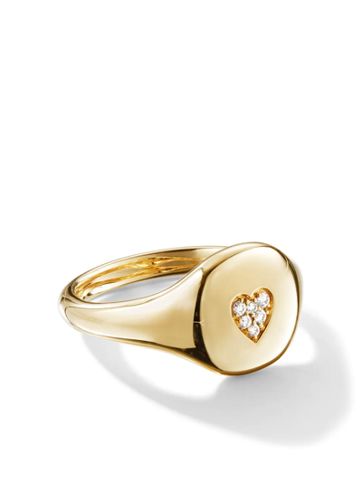 David Yurman Cable Collectibles Heart Mini Pinky Ring In 18k Gold With Diamonds In White/gold