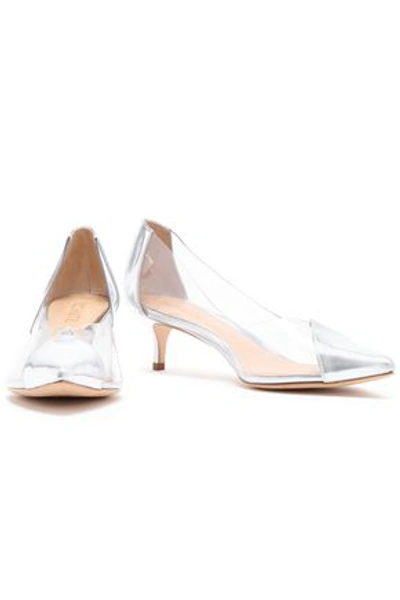 Schutz Pvc And Mirrored-leather Pumps In Silver
