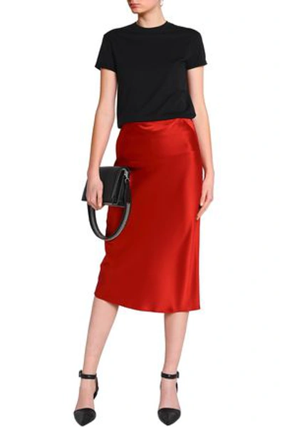 Alexander Wang T Snap-detailed Satin Skirt In Claret