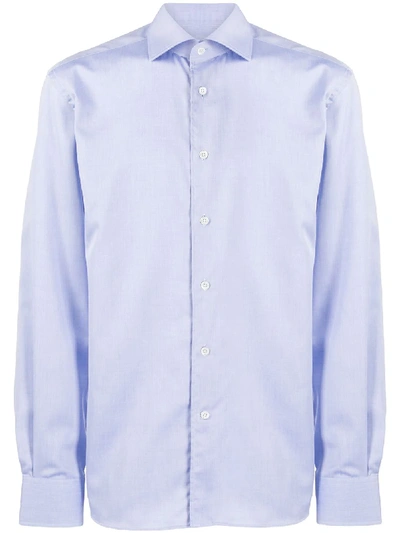 Corneliani Plain Long-sleeved Shirt In Blue