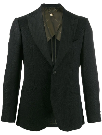 Maurizio Miri Contrast-lapel Blazer In Black