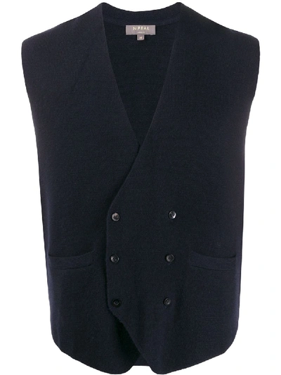 N•peal Double-breasted Knitted Waistcoat In Blue