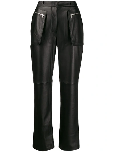 David Koma High-rise Leather Flared Trousers In Black