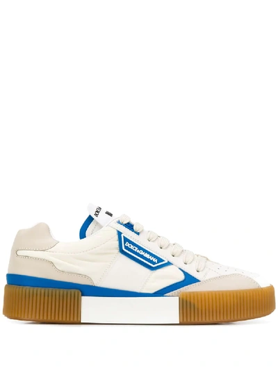 Dolce & Gabbana Men's Leather Low-top Trainers In White,blue,beige