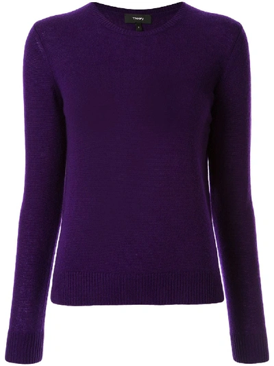 Theory Round Neck Jumper In Purple