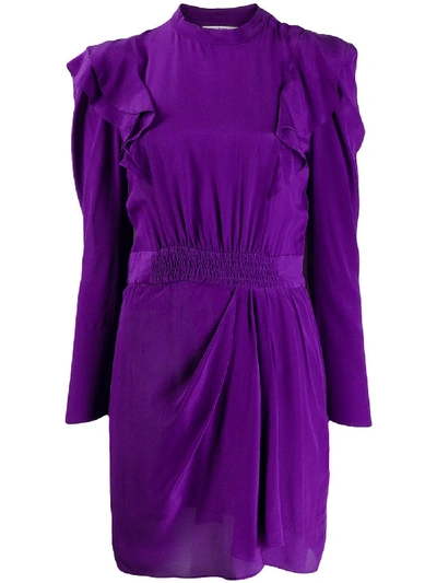 Isabel Marant Étoile Yoana Long-sleeve Ruffle Short Dress In Purple