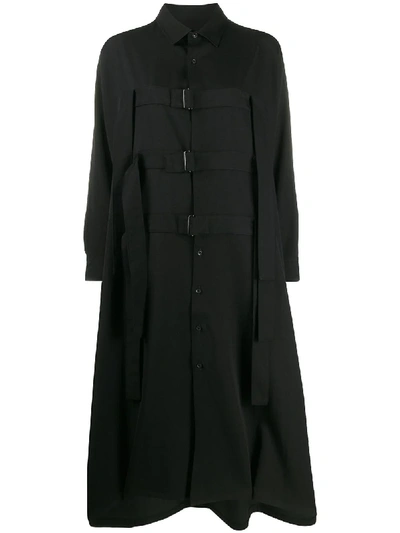 Yohji Yamamoto Buckle Oversize Coat In Black