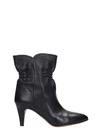 ISABEL MARANT DEDIE HIGH HEELS ANKLE BOOTS IN BLACK LEATHER,11077110