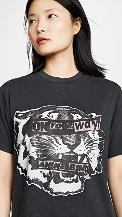 Anine Bing Basic Tiger Eyes Crewneck Tee In Black