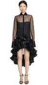 ANAIS JOURDEN BLACK LACE TUNIC DRESS WITH CONFETTI GATHERED RUFFLES