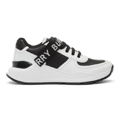 Burberry White & Black Ronnie Sneakers In Black,white