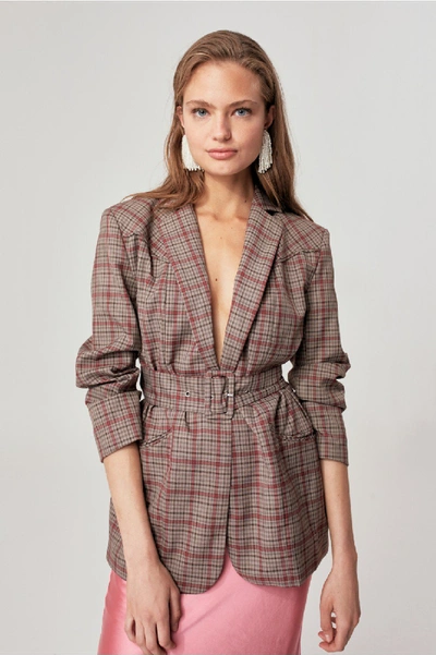 C/meo Collective Hybrid Blazer In Taupe Check