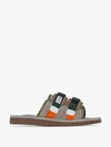 SUICOKE SUICOKE GREY MOTO LEATHER SLIDES,OG056Mab13111614187401