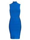 Herve Leger Icon Mockneck Dress In Bright Cobalt