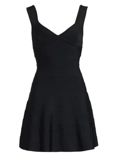 Herve Leger Sleeveless Fit And Flare Mini Dress In Black | ModeSens
