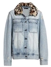 AVA & KRIS Jane Fox Fur-Collar Denim Jacket