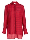 AKRIS PUNTO Tonal Stripe High-Low Blouse