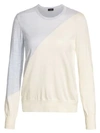 AKRIS Asymmetric Stripe Cashmere & Silk Fine Knit Sweater