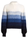 AKRIS PUNTO Horizontal Stripe Puff-Sleeve Stretch-Alpaca Wool Knit Sweater