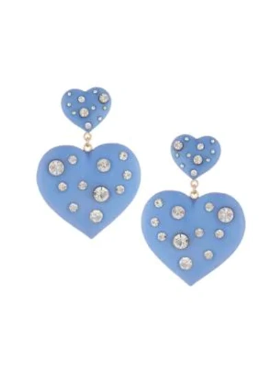 Dannijo Amante Resin & Crystal Heart Drop Earrings In Blue