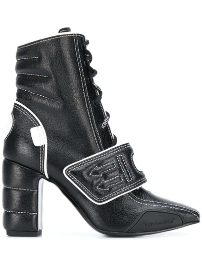 Off-white Touch Strap Ankle Boots In Black
