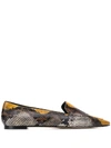Aeyde Aurora Snake-effect Leather Loafers In Neutrals