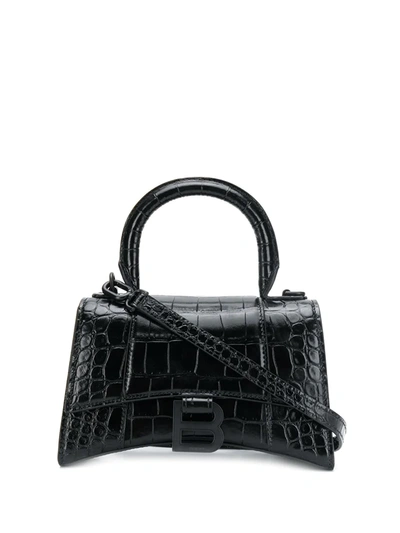 Balenciaga Hourglass Xs Top-handle Bag In Black
