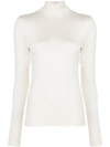 Akris Punto Women's Turtleneck Back Zip Top In White