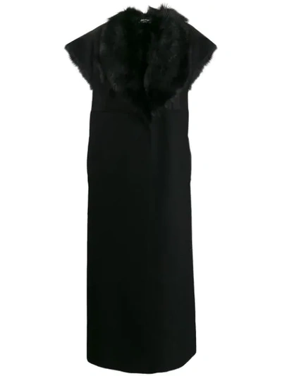 Andrea Ya'aqov Sleeveless Shearling Coat In 09 Black