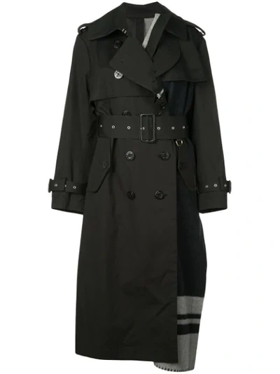 Sacai Oversized Blanket Trench Coat In Blue