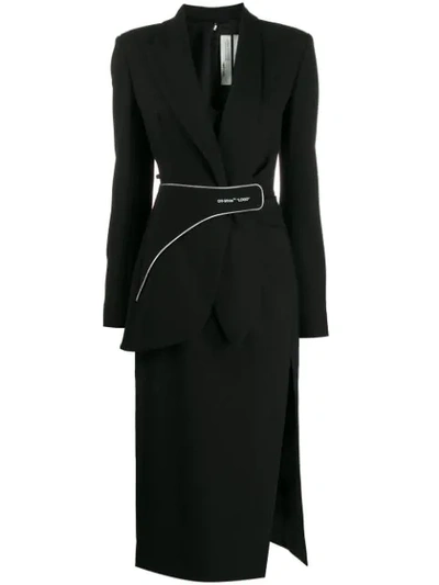Off-white Formal Tailored Long Wool-blend Dress In Black