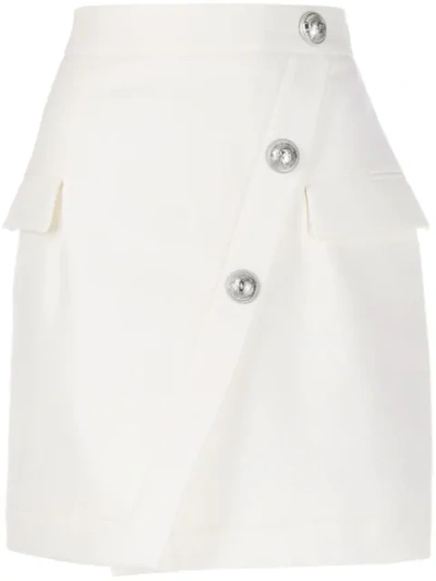 Balmain Buttoned Short Skirt In White