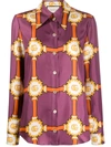 GUCCI CHAIN AND LOGO PRINT BLOUSE