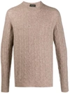 ROBERTO COLLINA CABLE-KNIT FITTED JUMPER