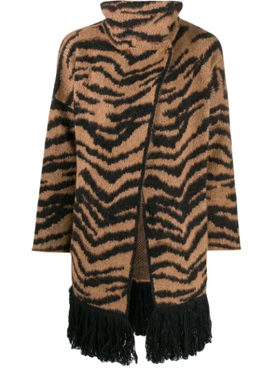 Liu •jo Tiger Jacquard Cardi-coat In U9430 Black/brown