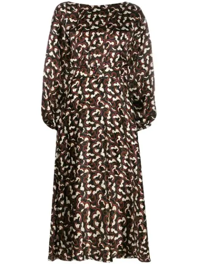 Saloni Daybreak-print Belted Silk-satin Dress In Multi