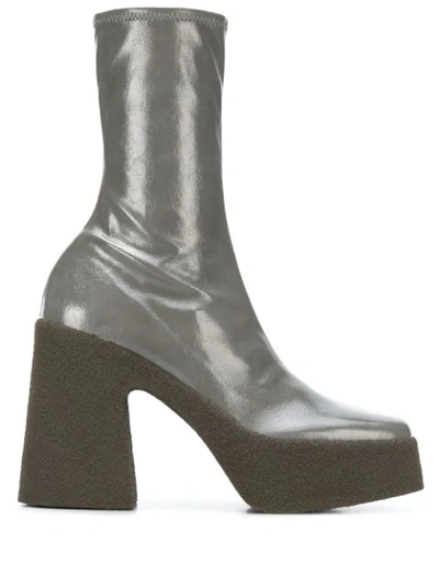 Stella Mccartney Patent Faux-leather Platform Ankle Boots In 1740