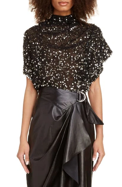 Isabel Marant Sequin Drape Blouse In Black