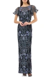 JS COLLECTIONS ILLUSION EMBROIDERED BLOUSON EVENING GOWN,866961