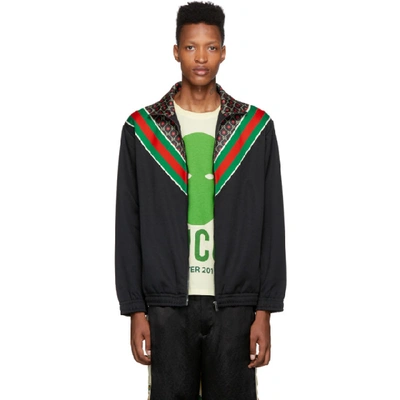 Gucci Gg Star Print Technical Jersey Jacket In Black