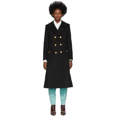 Gucci Double-breasted Mid-length Coat In Black