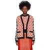 GUCCI GUCCI BLACK AND RED COLOURBLOCKED G CARDIGAN