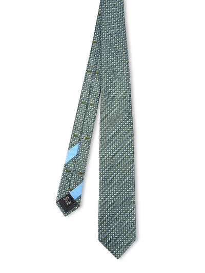 Ermenegildo Zegna Green Mini Fountain Pen Patterned Tie